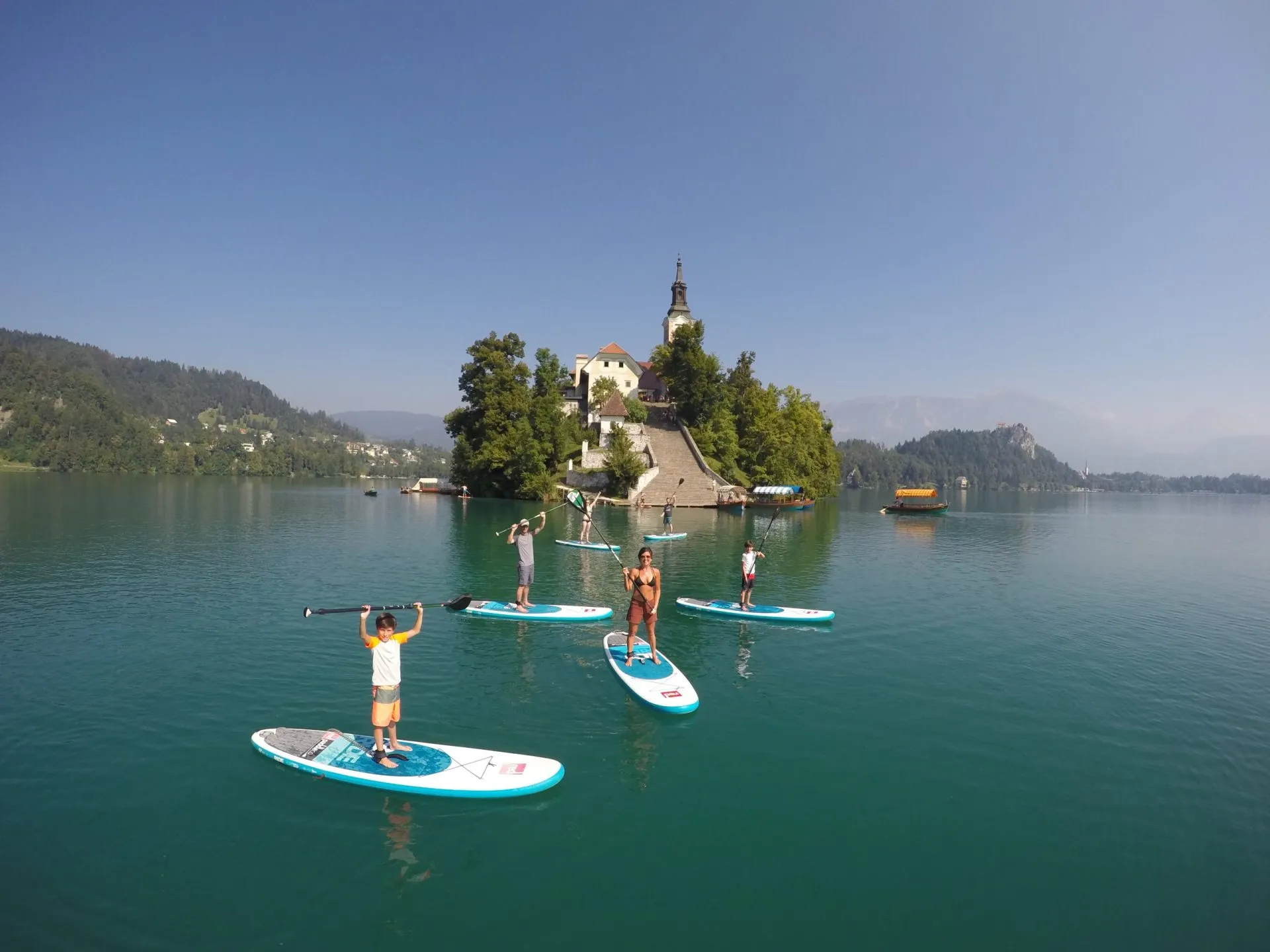 Standup paddle boarding lac Bled Slovénie Bananaway 26